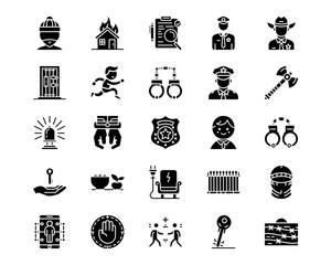Wall Mural - prison line vector icons
