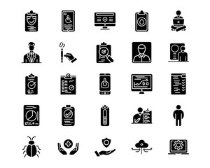 Wall Mural - quality assurance line vector icons