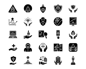 Wall Mural - risk management line vector icons