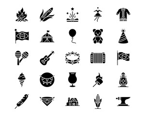 Wall Mural - festa junina line vector icons