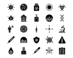Wall Mural - infectious diseases line vector icons