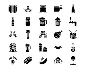 Wall Mural - oktoberfest line vector icons