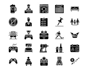 Wall Mural - bowling line vector icons