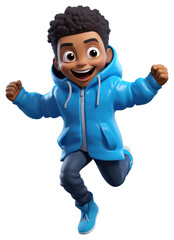 Wall Mural - PNG Jumping cartoon blue