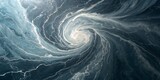 A mesmerizing aerial view of a powerful whirlpool swirling in the deep blue ocean, showcasing the raw energy and natural beauty of the seas dynamic forces