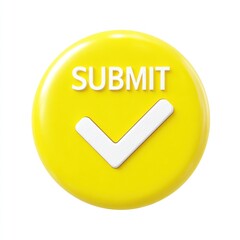 Yellow submit button icon with check mark for web and app design