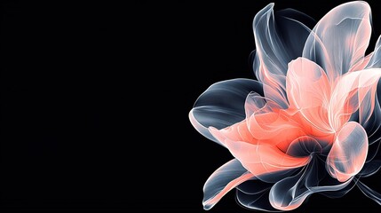 Wall Mural -    flower on black background with red center