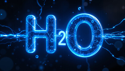Blue Neon H2O Symbol