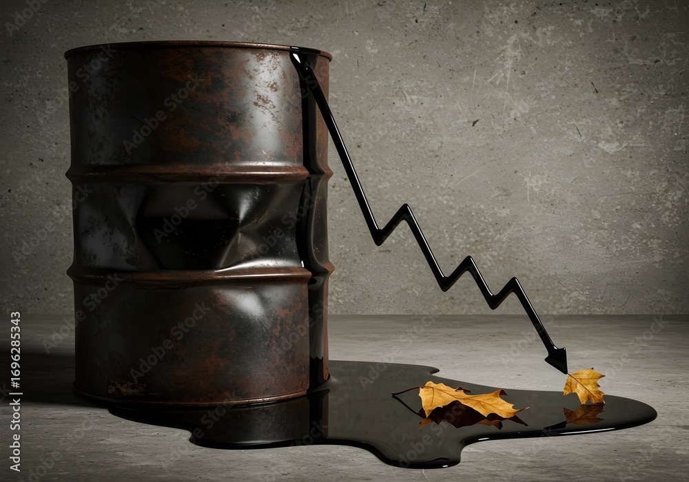 Falling Oil Prices 3d rendered, declining chart and barrel, Empty Gas ...