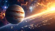 © Bagas - A vibrant cosmic vista of a gas giant planet, bathed in fiery nebulae
