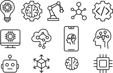 AI Technology icon pack artificial intelligence future robot science vector