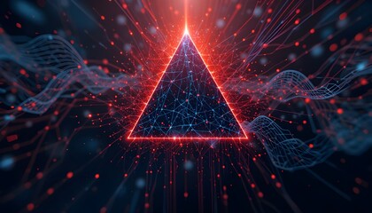 Dynamic Triangle Abstract Pattern with Technology Particle Mist Network Design