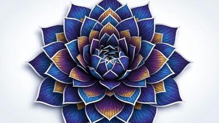 Blue Purple Mandala Flower Pattern - A vibrant mandala design featuring a stylized flower with blue, purple, and gold petals.