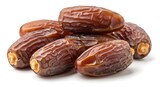 Pile of fresh ripe medjool dates on a white background