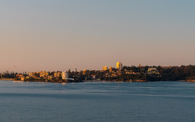 Wall Mural - Dusk view of Sydney harbour coastline.