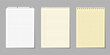 © Volha - Set of blank sheets of square and lined paper from a block. Grid and line page notebook with margin. Mockup papers template for notes, text. Vector cartoon torn sheets of paper from a notebook.