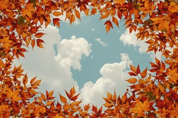 seasonal floral backdrop featuring autumn leaves in vibrant hues