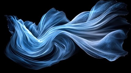 Wall Mural -   Black background with blue and white swirls on both sides