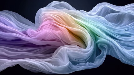 Wall Mural -   A vibrant wave of white and blue on a black canvas, adorned with pink, green, yellow, and blue lines