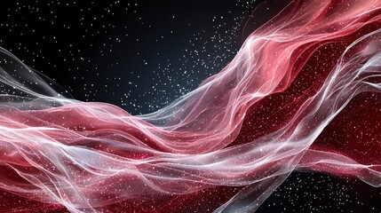 Wall Mural -   A computer-generated image displays a red and white wave against a black backdrop, featuring an empty space at its center