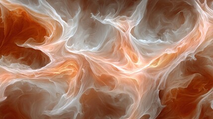 Wall Mural -   Orange and white background with a lot of white and orange smoke in the center
