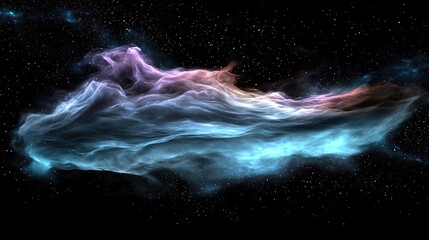 Wall Mural -  Blue-pink cloud on black backdrop with starry sky background