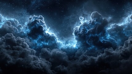 Wall Mural -   A cluster of clouds in the sky with a solitary star in the center, surrounded by a few additional celestial bodies