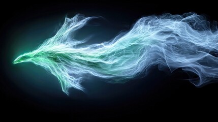 Wall Mural -   a green and white bird on a black background, with the bird located on the left side of the image