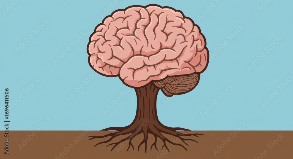 Mind Tree Growing Intelligence with Roots of Knowledge. Stock Photo ...
