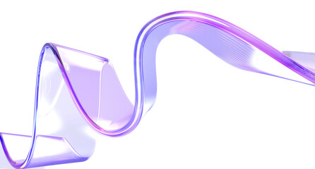 Wall Mural - 3d glass holographic liquid transparent ribbon wave line render. abstract fluid gradient tape. fluid