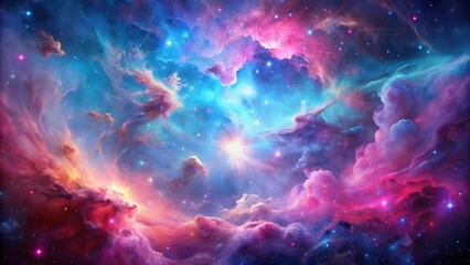 Wall Mural - vibrant pink and blue nebula space art