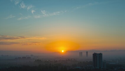 Wall Mural - vibrant horizon at dawn and dusk on a warm summer day
