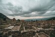 Overcast scene of historic necropolis known as the City of the Dead in a northern mountain village