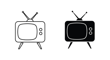 Retro television set vector illustration, classic tv icon design