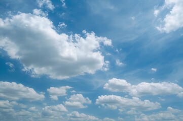 Wall Mural - set of wide banners featuring white clouds against a bright blue backdrop