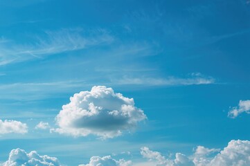 Wall Mural - bright blue summer sky adorned with white clouds in gentle sunlight during springtime.