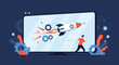 © Payel - Agile methodology and rapid deployment of a startup business concept with a rocket launch illustration signifying fast growth and innovation
