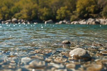 Wall Mural - stream with clear water and scattered stones