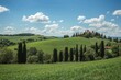Stunning countryside view near a historic hilltop town in central Italy