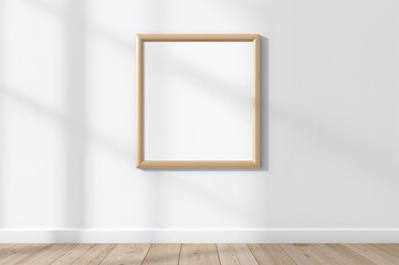 Wall Mural - empty square frame displayed on a wall surface. design template for art presentation.