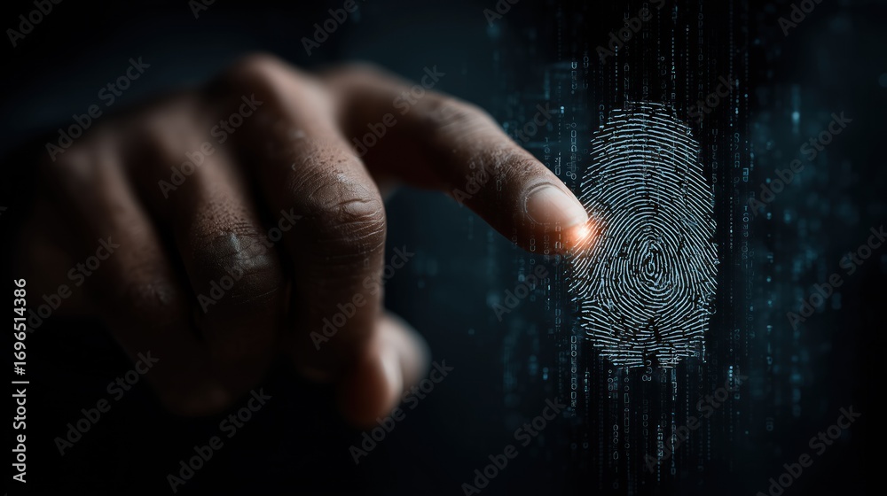 Biometric Fingerprint Authentication in Digital Interface Stock ...