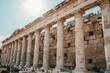 Series of marble pillars in a historic ancient city