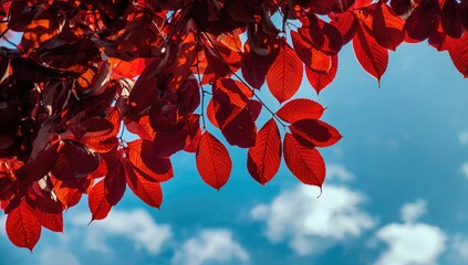 Wall Mural - leaves of a mahogany tree silhouetted against the sky