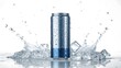© anissaikat - Cool blue beverage can splashing water ice energy drink