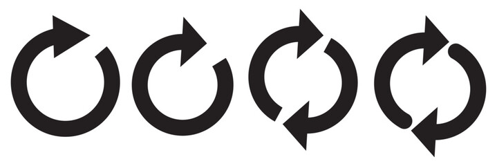 Wall Mural - circle arrow icon set. circular arrow icon, refresh, reload, rotation. Green recycle vector icon symbol. Repeat and reload icons set and arrow rotation circle