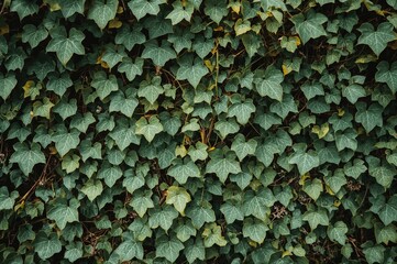 Wall Mural - Climbing ivy covering the fence with abundant wild grape clusters