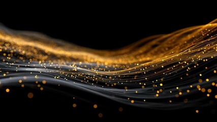 Wall Mural - Abstract Energy Flow with Golden Waves and Dynamic Light Effects