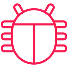 red outline bug icon
