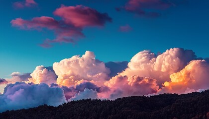 Wall Mural - a vibrant colorful view of cumulus clouds