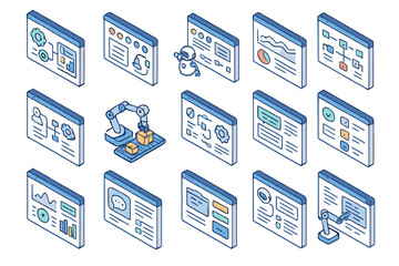 Wall Mural - Technology and development icon set: innovative and trendy outline icons collection